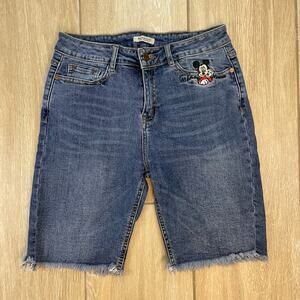 Mango Mickey Mouse Denim Bermuda Shorts Women’s 9 Y2K Disney Jean Shorts